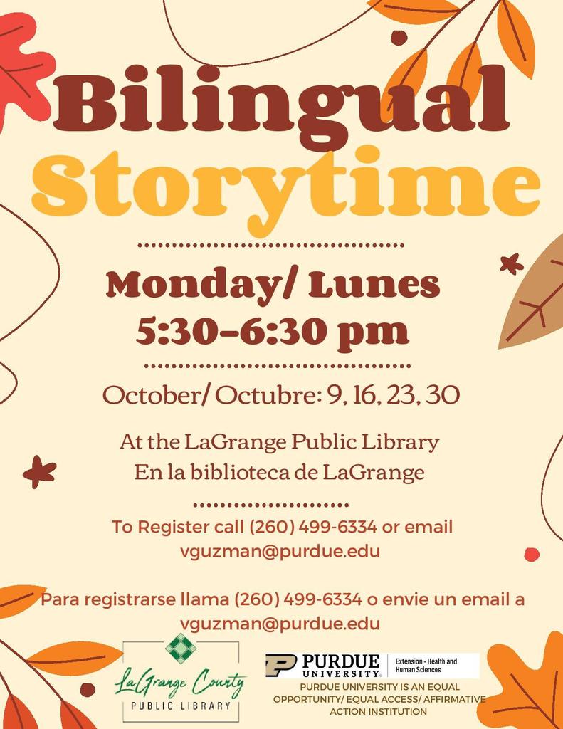 Bilingual story time flyer
